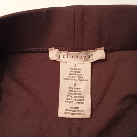 Philosophy Leggings Size S Mid Rise Skinny Leg Brown Color - Picture 5 of 9